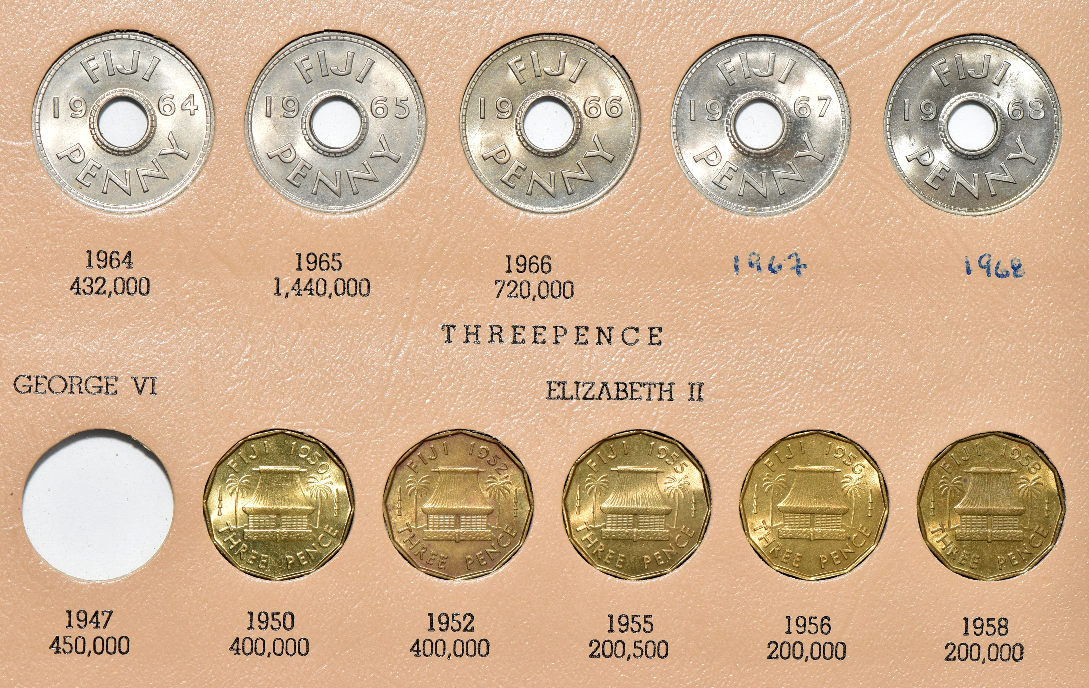 Fiji - Collection of 87 different coins in a Dansco album