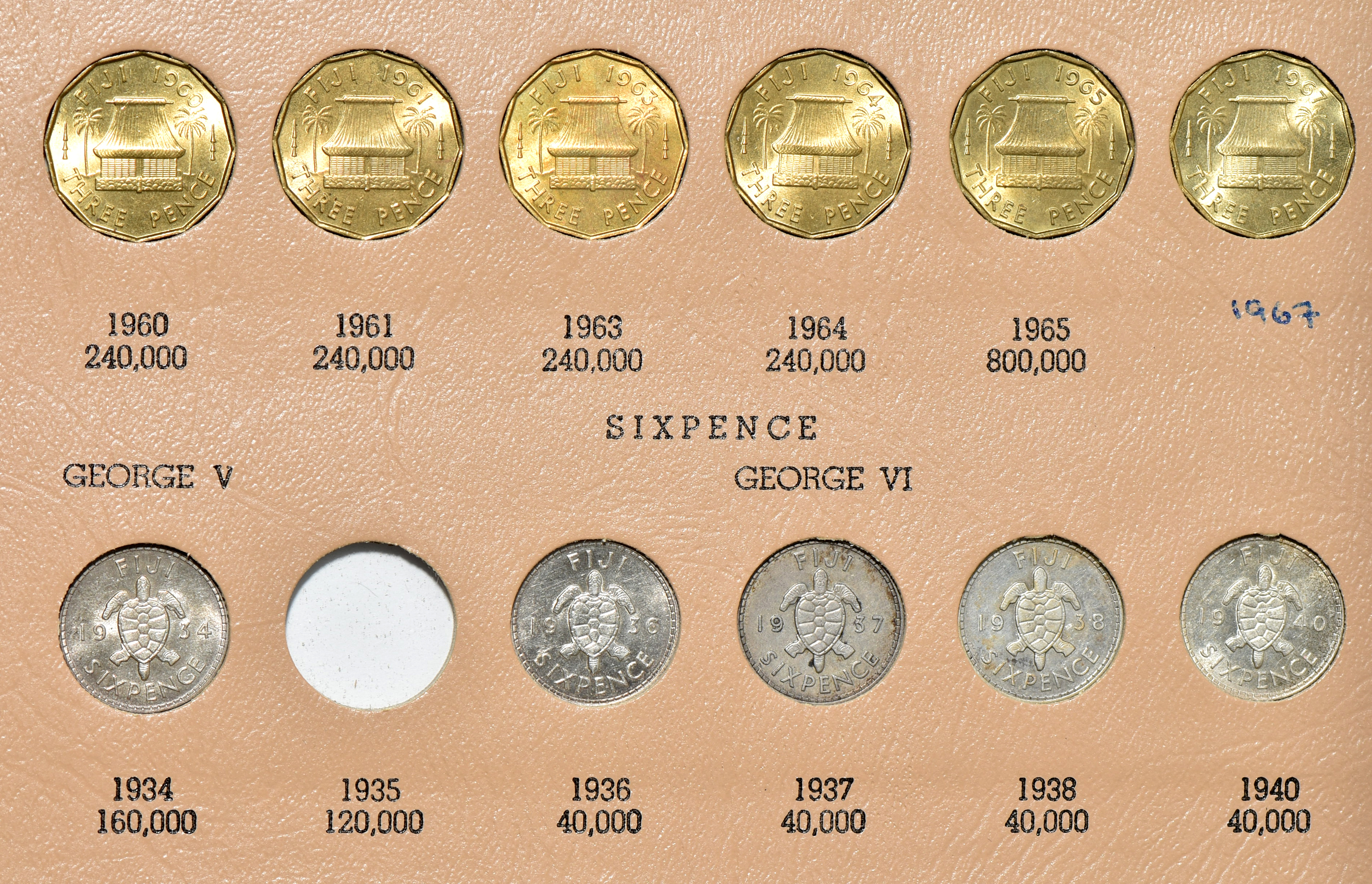 Fiji - Collection of 87 different coins in a Dansco album