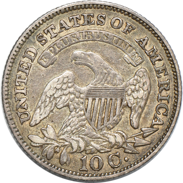 1828 Large Date VF details/scrapes on reverse, and an 1829 Extra Large 10c VF details/obverse indentations