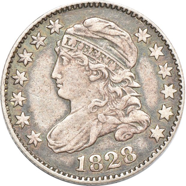 1828 Large Date VF details/scrapes on reverse, and an 1829 Extra Large 10c VF details/obverse indentations