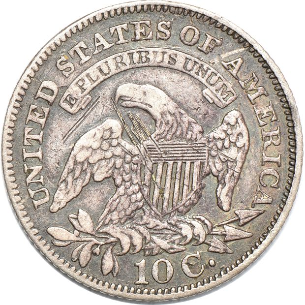 1828 Large Date VF details/scrapes on reverse, and an 1829 Extra Large 10c VF details/obverse indentations