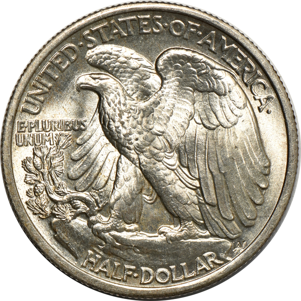1850-O Seated Liberty half-dollar AU details/cleaned, 1873 w/ arrows Seated Liberty half-dollar AU details/cleaned, and a 1934 Walking Liberty half-dollar UNC