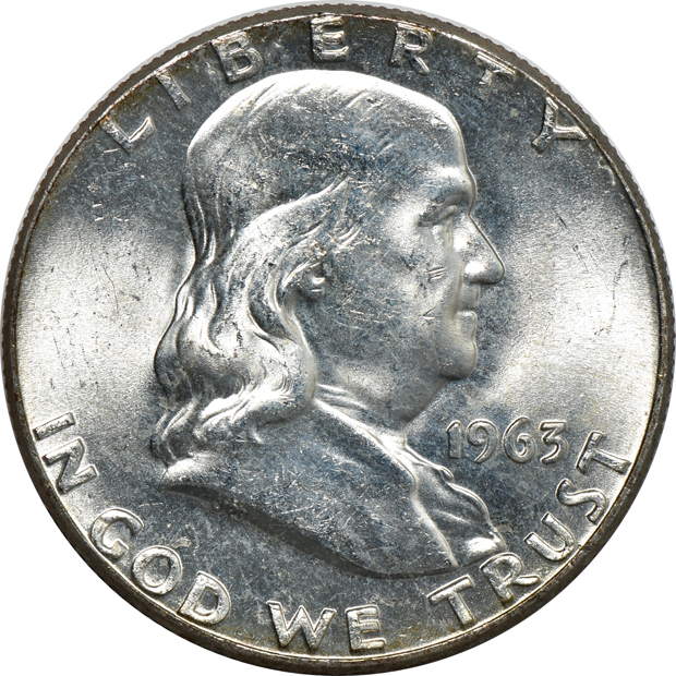 Two hundred BU 1963 Franklin half-dollars