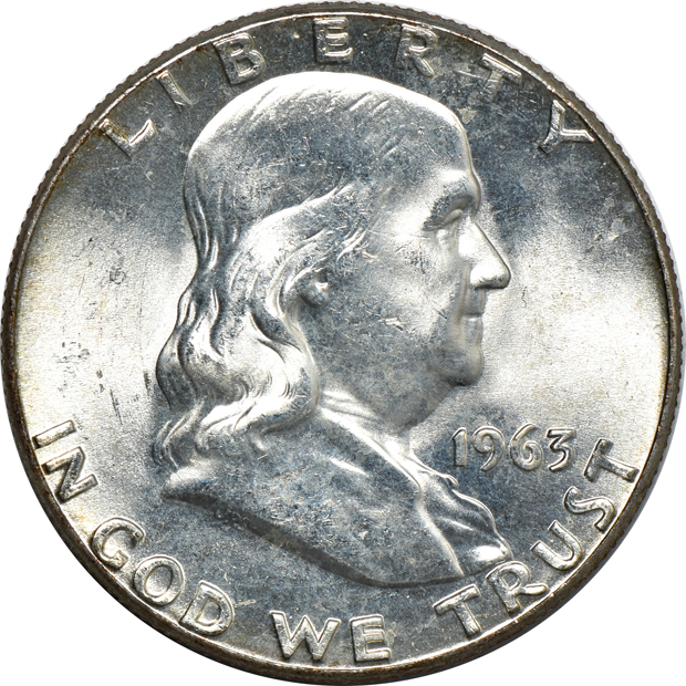 Two hundred BU 1963 Franklin half-dollars