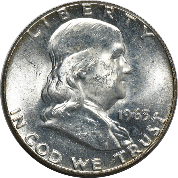 Two hundred BU 1963 Franklin half-dollars