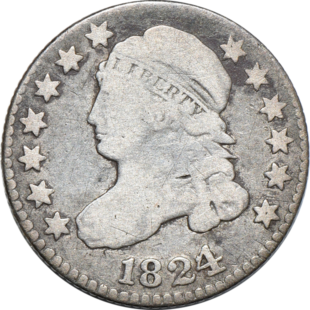 Three Capped Bust dimes and one Seated Liberty dime