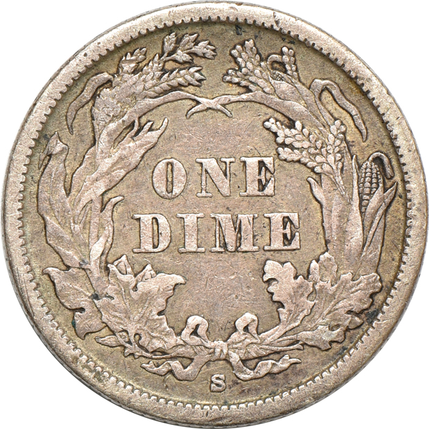1837 No Stars Large Date F details/ex-jewelry, 1861 VF, and an 1866-S VF