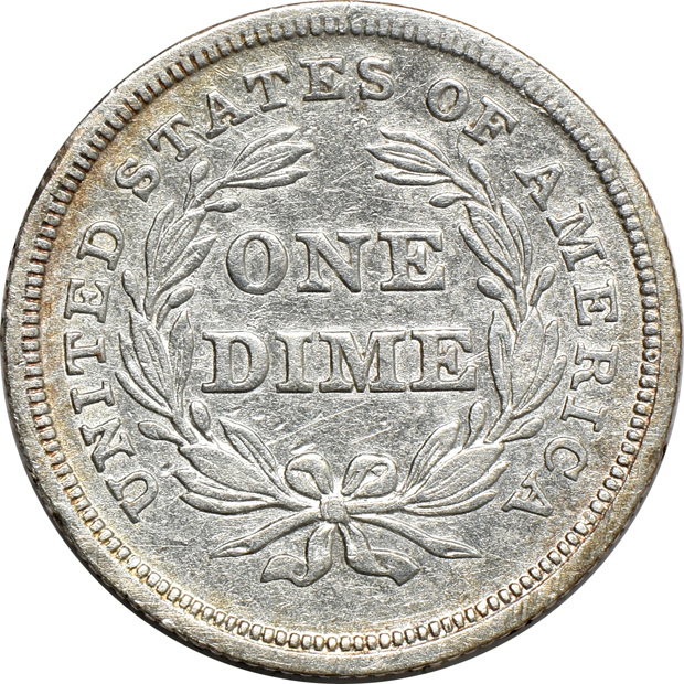 1837 No Stars Large Date F details/ex-jewelry, 1861 VF, and an 1866-S VF