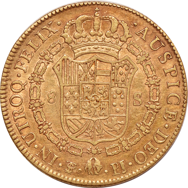 Bolivia - 1806-PTS PJ 8 Escudos - XF details/graffiti