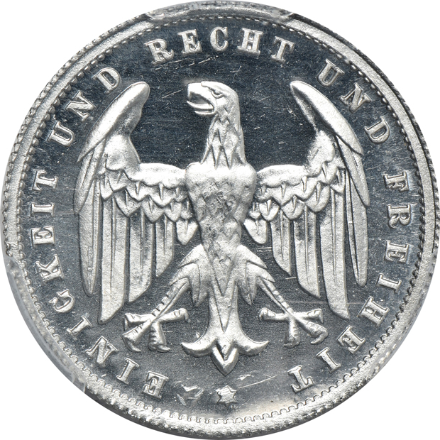 Germany - 1905-A 5 pfennig PR-66CAM, 1923-E 500 mark PR-65CAM, and a 1923-F 500 mark PR-64, all PCGS