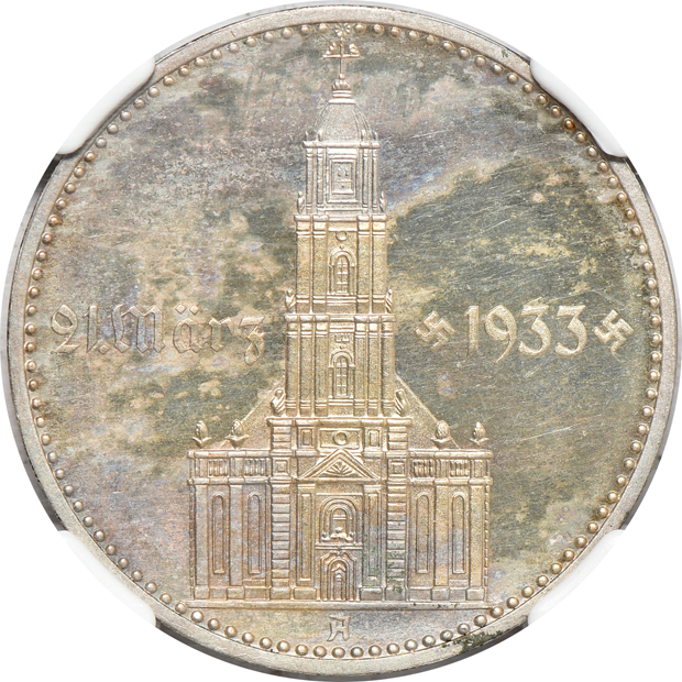 Germany - 1927-F Tubingen University 3 Reichsmark PR-64 ULTRA CAMEO, and a 1934-A Potsdam Church 2 reichsmark PR-63 CAMEO, both NGC