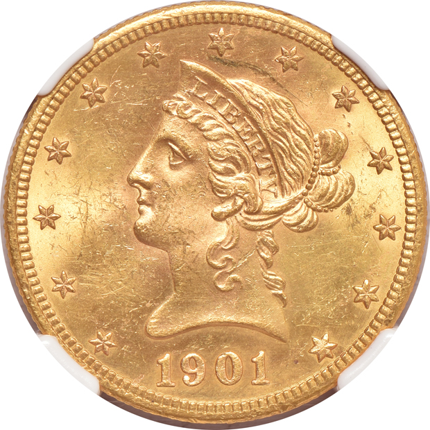 1901 and 1901-S NGC MS-62, and a 1907 Liberty PCGS MS-62