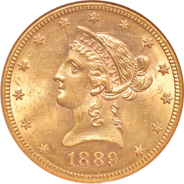 1889-S, 1897, and 1899, all NGC MS-62