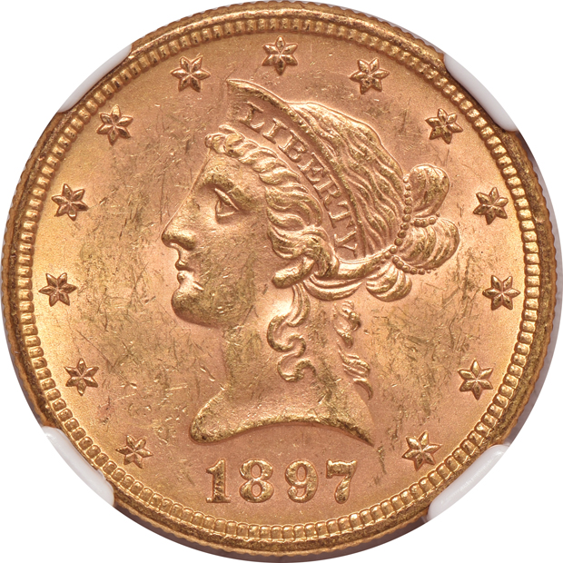 1889-S, 1897, and 1899, all NGC MS-62