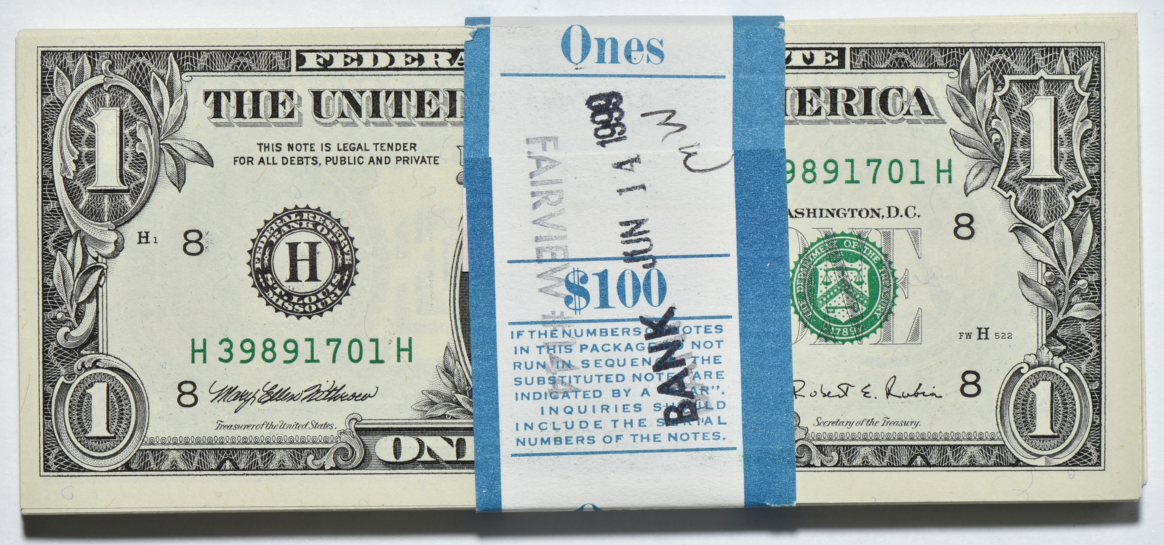 Complete 12 Pack District Set of series 1995 $1 notes, GemCU