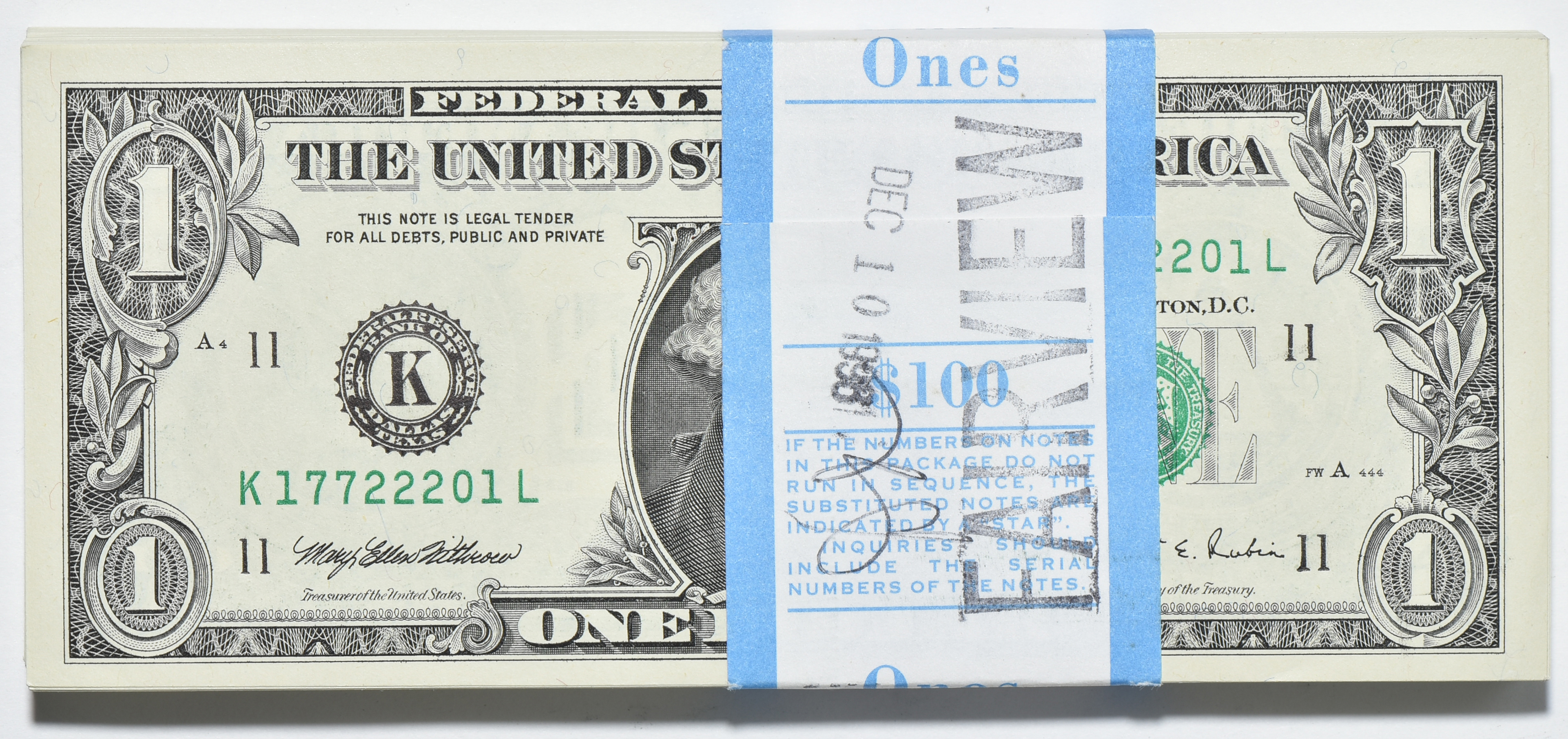 Complete 12 Pack District Set of series 1995 $1 notes, GemCU