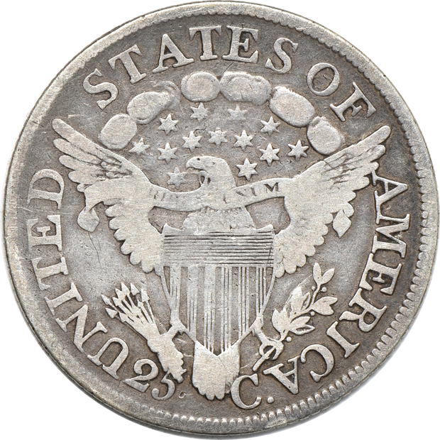 1806/5 Draped Bust quarter VG, 1819 Type 1 Capped Bust quarter F, and an 1834 Type 2 Capped Bust quarter XF 