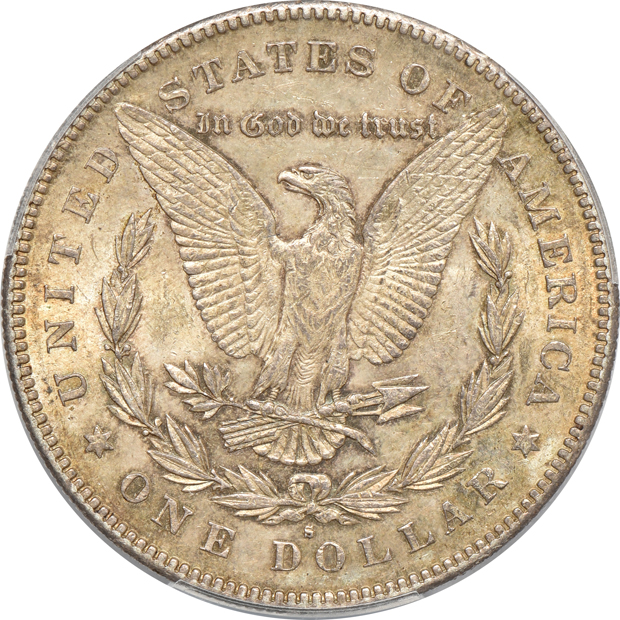 1879-S Reverse of 1878 PCGS AU-58, and an 1879-S Reverse of 1878 NGC AU-58