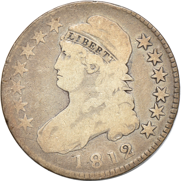 Seven different Capped Bust half-dollars