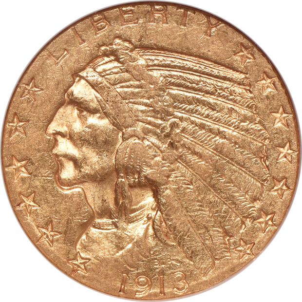 Four Indian half-eagles certified by NGC and labeled "Golden Gate Collection"