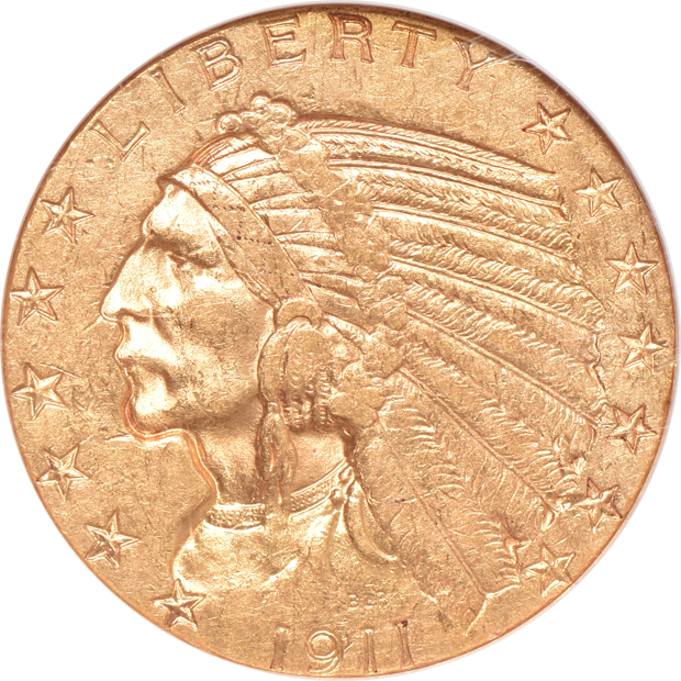Four Indian half-eagles certified by NGC and labeled "Golden Gate Collection"