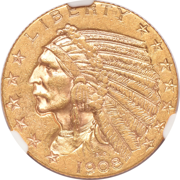 Four Indian half-eagles certified AU-55 by NGC