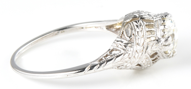 18K White Gold Diamond Ring with a .89 Carat Old European Cut, GIA #6207897422