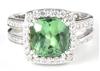 14K White Gold Green Tourmaline and Diamond Ring, GIA #2205796668