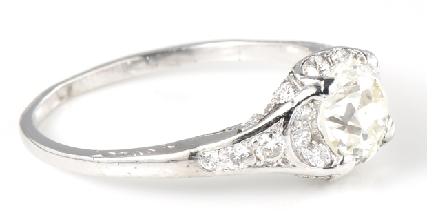 Platinum Diamond Ring with a 1.13 Carat Old European Cut Round Diamond, GIA #6207897416 