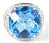 14K White Gold Diamond and Blue Topaz Ring