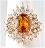 14K Yellow Gold Orange Sapphire Ring, GIA #5202890155