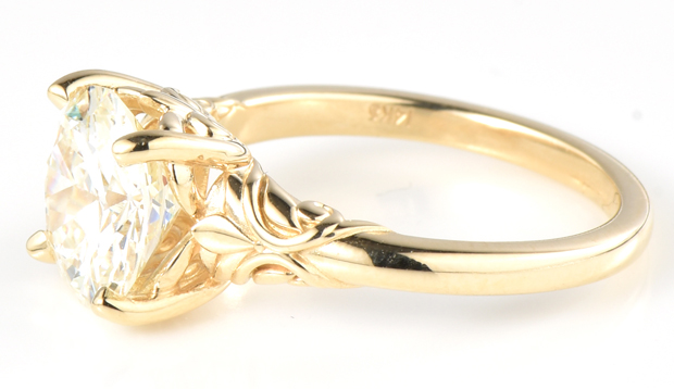 14K Yellow Gold Diamond Ring with a 2.58 Carat Circular Brilliant Cut Round Diamond, GIA #2205801899