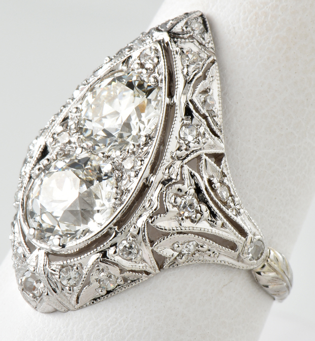 Platinum Diamond Ring with a 1.44 Carat Old European Cut Round, GIA #5201924118
