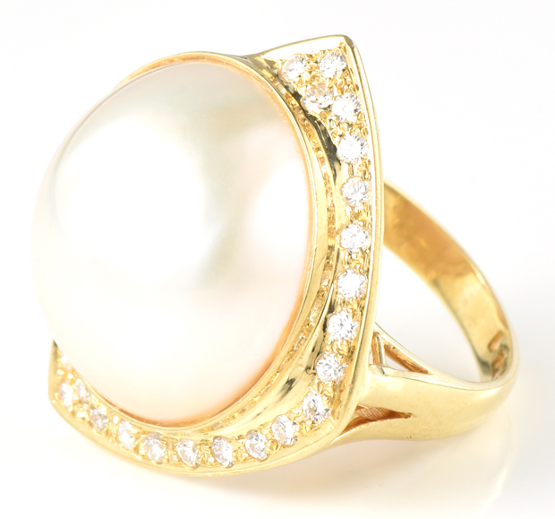 18K Yellow Gold Pearl Ring