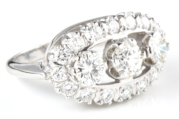 14K White Gold Diamond Ring 