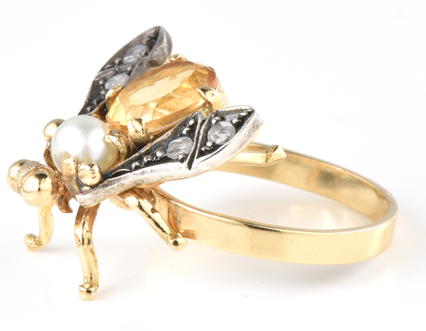 18K and Sterling Insect Ring