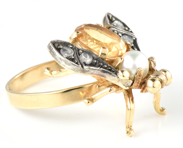 18K and Sterling Insect Ring