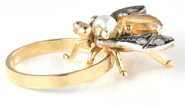 18K and Sterling Insect Ring