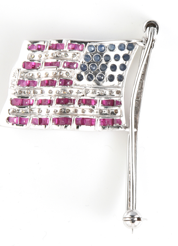 14K White Gold Flag Pin