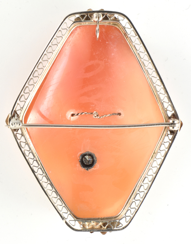14K White Gold Cameo Pin/Pendant