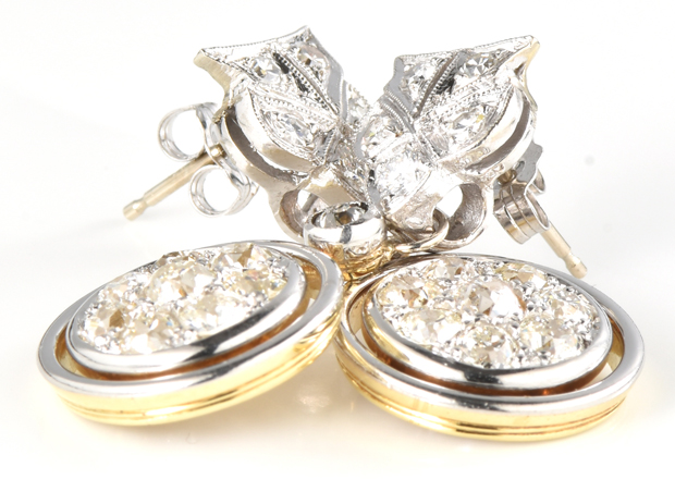 14K Two-Tone Diamond Earrings
