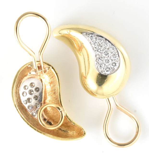 18K and Platinum Diamond Earrings