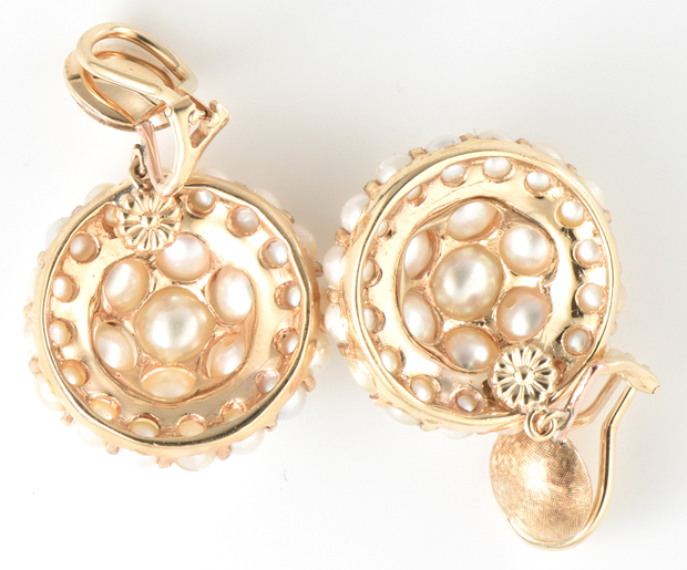 14K Yellow Gold Pearl Earrings