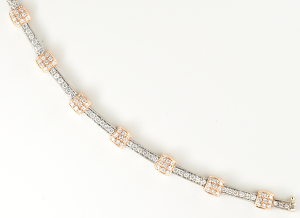 18K Two-Tone White and Rose Gold Diamond Bracelet