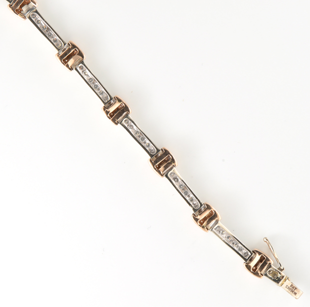 18K Two-Tone White and Rose Gold Diamond Bracelet