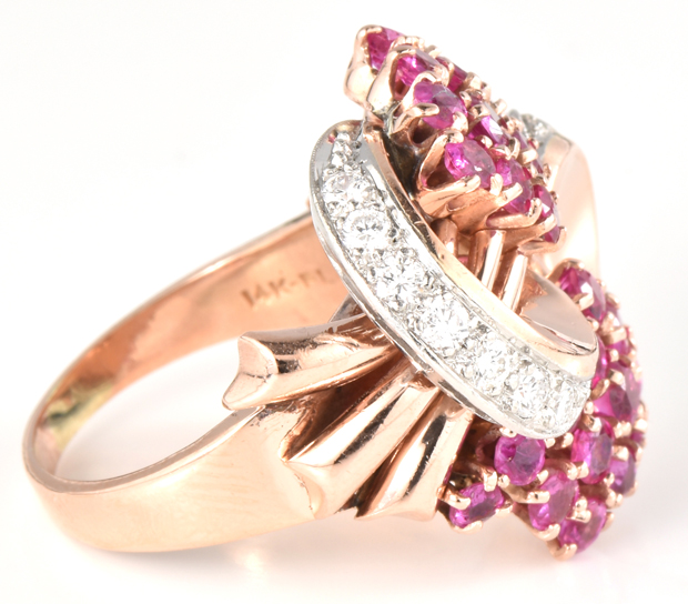 14K Rose Gold and Platinum Ring 