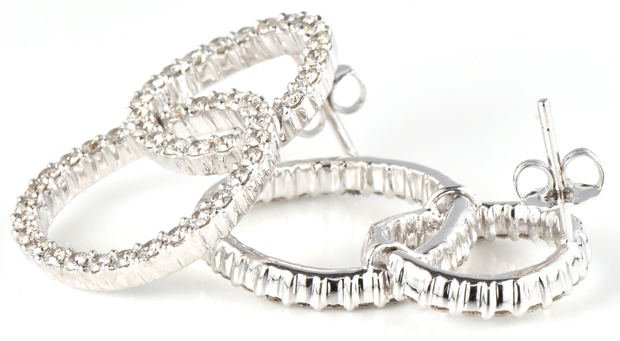 14K White Gold Diamond Earrings