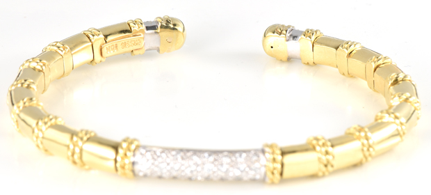 18K Yellow Gold Diamond Cuff Bracelet