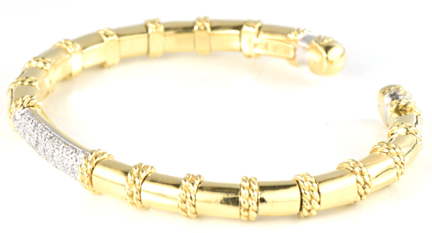 18K Yellow Gold Diamond Cuff Bracelet