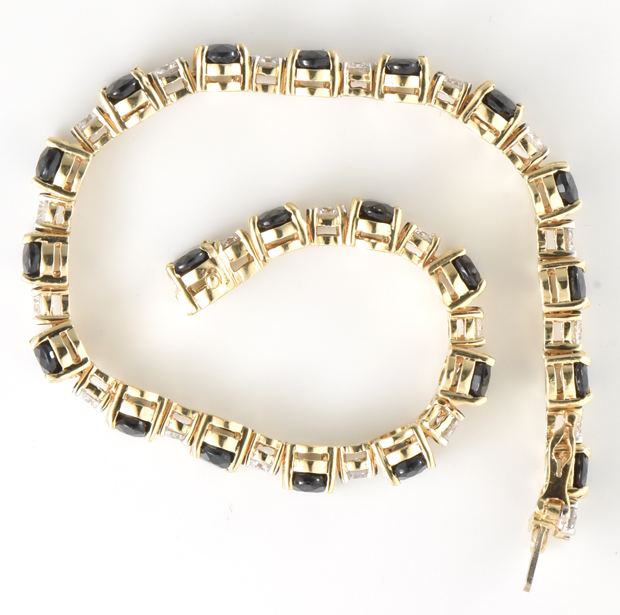 14K Yellow Gold Sapphire and Diamond Bracelet 